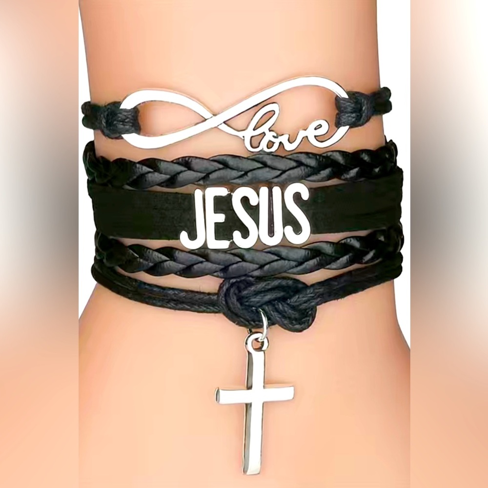 Multilayer Wrap JESUS Love Braided Bracelet (also available in white)